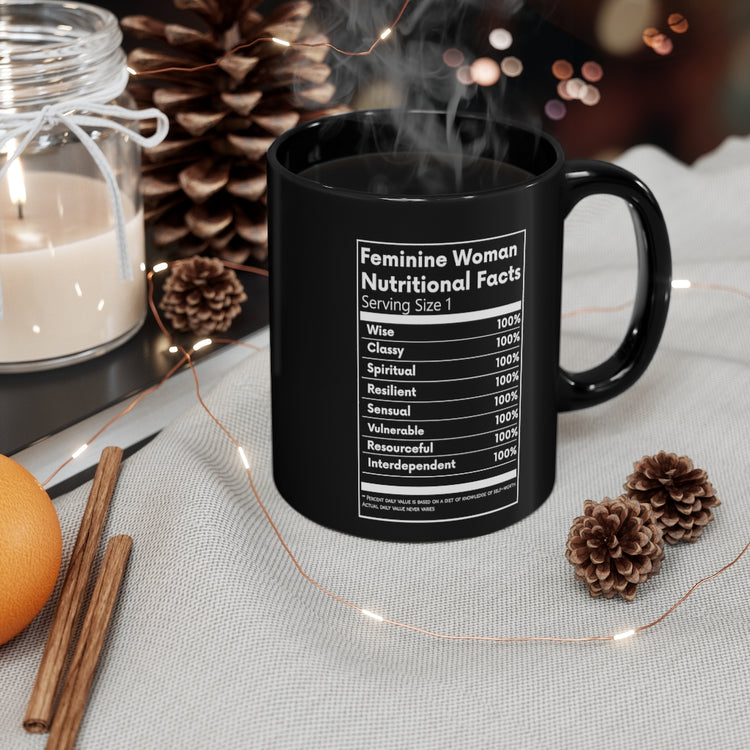 Feminine Woman Nutritional Facts Mug - Black