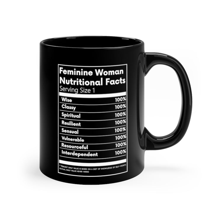 Feminine Woman Nutritional Facts Mug - Black