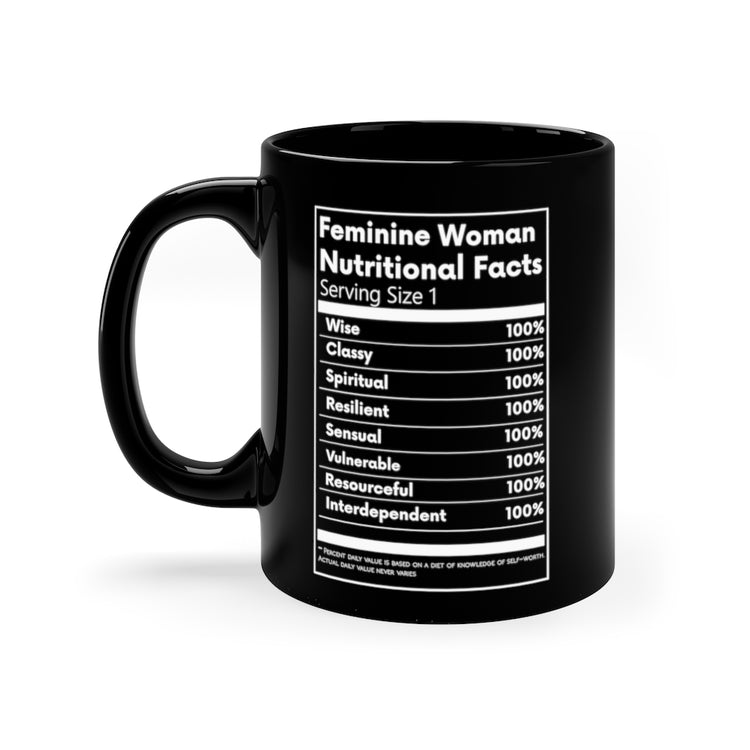 Feminine Woman Nutritional Facts Mug - Black