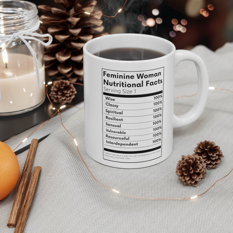 Feminine Woman Nutritional Facts Mug - White
