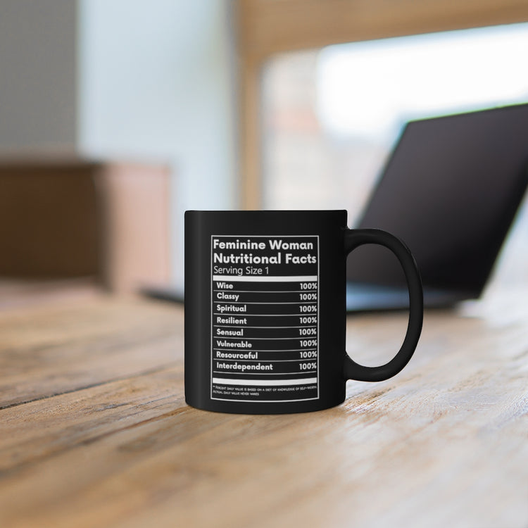 Feminine Woman Nutritional Facts Mug - Black