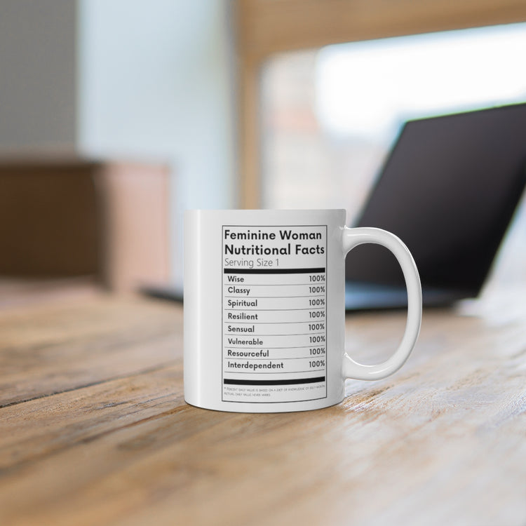Feminine Woman Nutritional Facts Mug - White